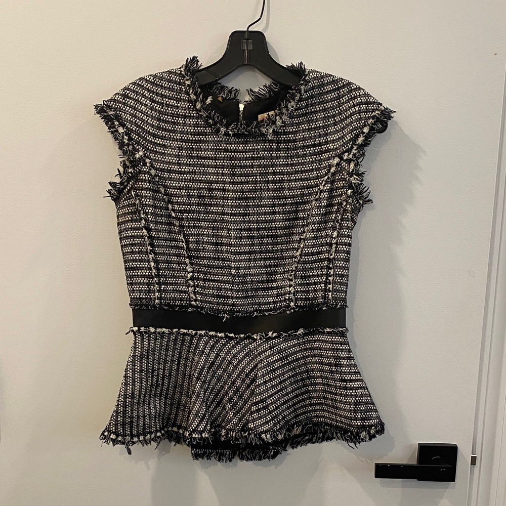 Rebecca Taylor Black and White Textured Blouse